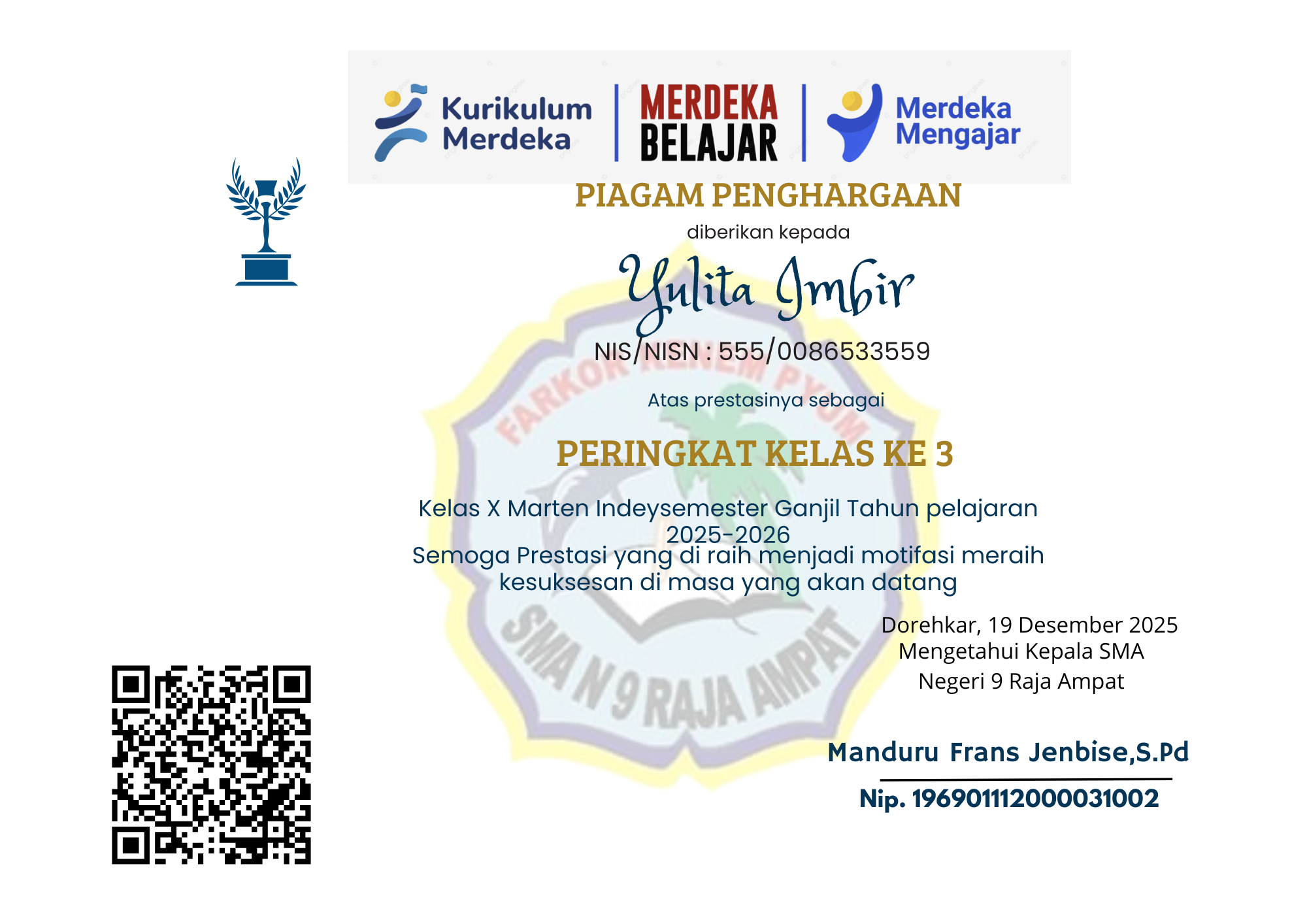 Perengkingan Semester Gasal 2025-2026